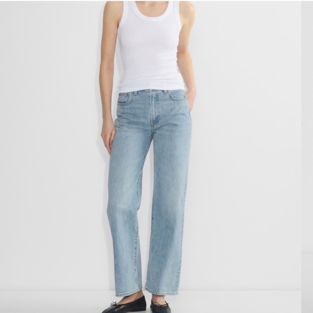 Denim Forum Light Blue Straight Leg Jeans